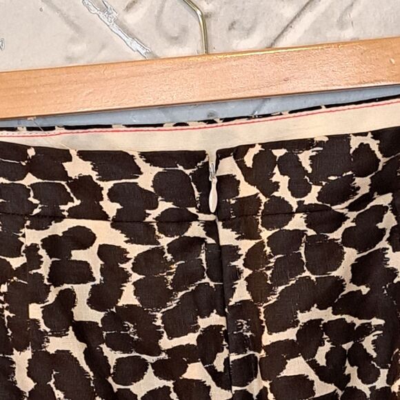 J.CREW MULTI COLOR LEOPARD DESIGN PENCIL LINEN SKIRT SZ 4 - Picture 4 of 11
